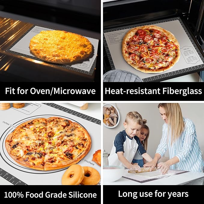 Non Stick Silicone Pastry Mat,Silicone Dough Rolling Mat Baking Mats Silicone for Baking Sheets Large Silicone Mat for Baking Fondant Pie Crust Pizza and Cookies Mat Heavty Duty Kitchen Counter Mat