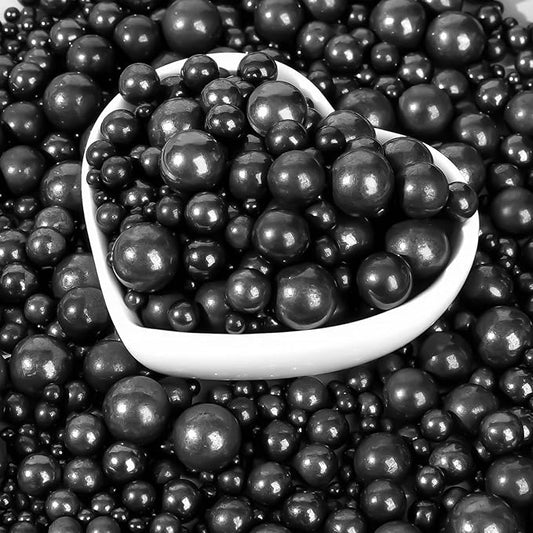 Edible Pearl Sprinkles,Black Pearls Sugar Sprinkle,130g Mix Size Halloween Baking Cake Decorations Candy,Cupcake Toppers,Cookie Decorating Donuts Ice Cream Toppings, Birthday Party Supplies