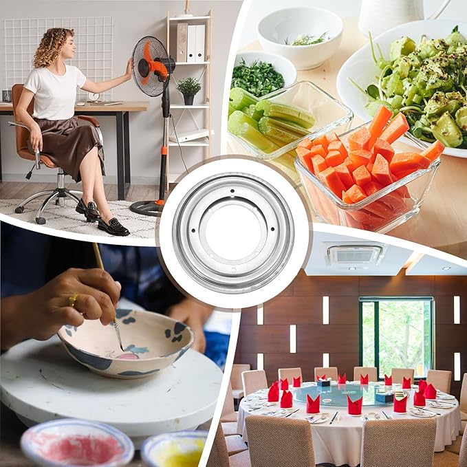 uxcell 3Pcs 5.5 Inch Rotating Bearing Plate, Swivel Plate Stand Lazy Susan Hardware Round Turntable Base Tray for Table Serving Tray Revolving Shelve, Silver