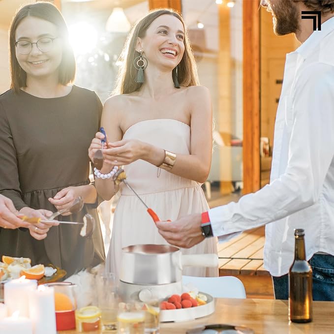 Sharper Image® Fondue Set – Electric Fondue Pot, Adjustable Heat, BPA-Free Stainless Steel, Cheese & Chocolate Fountain, Housewarming & Wedding Gift, Home Essentials Kitchen Gadgets, Mini Appliances