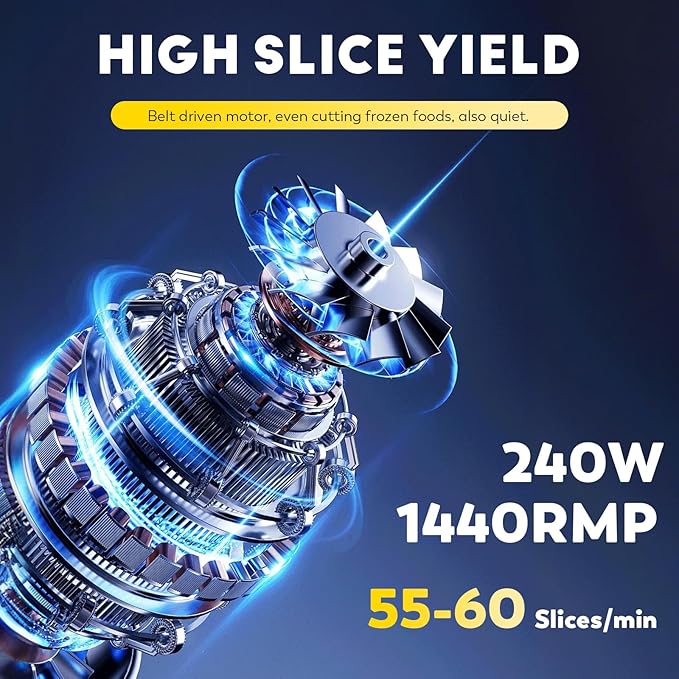 CGOLDENWALL Meat Slicer Machine with Teflon Non-stick Blade 240W Electric Meat Slicer for Frozen Meat/Deli Meat/Cheese/Food Slicer, Low Noises Commercial and Home Use