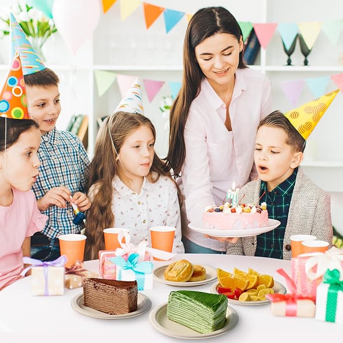 ECOLipak 6 Inch Disposable Compostable Small Paper Plates, 500 Pack Recycled Sugarcane Bagasse Biodegradable Heavy Duty Mini Dinner Appetizer Cake Dessert Plates for Party(Nature)