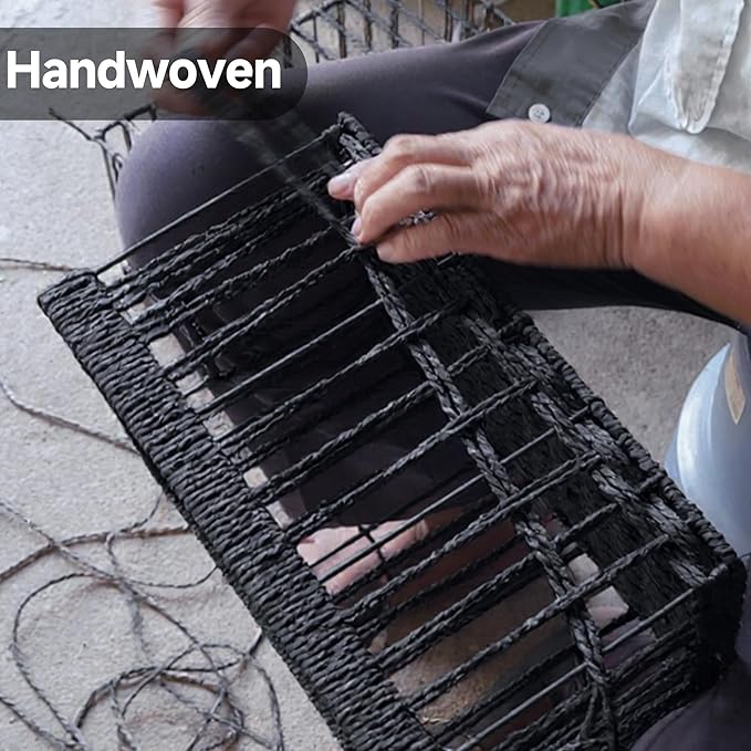 StorageWorks Bathroom Vanity Tray for Countertop, Bathroom Counter Tray for Decorative, Toilet Paper Baskets, Black, Larger, 2 Pack