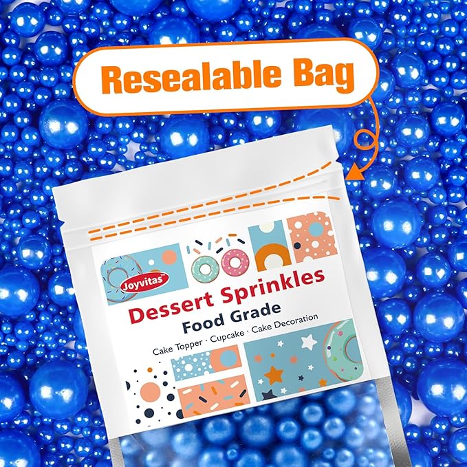 Deep Blue Pearl Sugar Sprinkles, Edible Candy Pearls, 150g/5.29oz, Blue Sprinkles for Cake Decorating, Baking Cake Decorations, Ice Cream Toppers, Cupcakes, Wedding Party Chirstmas Supplies