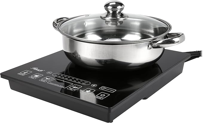 Rosewill Induction Cooker 1800 Watt, 5 Pre-Programmed Induction Cooktop, Electric Burner with Stainless Steel Pot 10" 3.5 QT 18-8, RHAI-15001