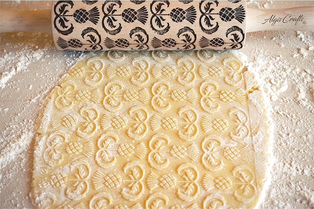 THISTLES Embossing Rolling Pin Laser engraved rolling pin with Thistle flowers Gift for mother friend