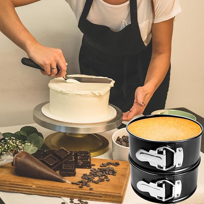 6 Inch Non Stick Spring form Pan with Stainless Steel Spring Buckles,Round Carbon Steel Cake Mold with Removable Bottom for Baking Kitchens and Restaurants (6)