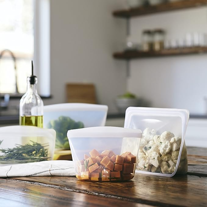 Stasher Premium Silicone Reusable Food Storage Bowl, Clear, Microwave, Sous Vide, Dishwasher, Oven and Freezer Safe, BPA Free, Leak-free, Eco-friendly, 2-Cup Bowl