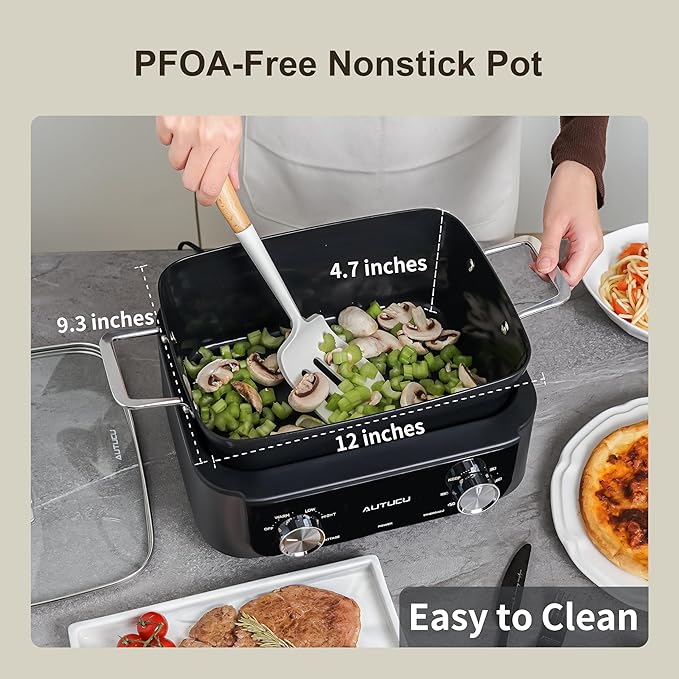 7-Quart Slow Cooker - PFOA-Free Nonstick Pot with 3 Heat Settings & Timer - Dishwasher & Oven Safe for Effortless Cooking, Perfect for Family Meals & Parties