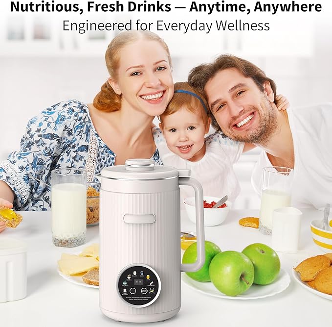 35oz Nut Milk Maker Machine: 8-in-1 Soy Milk Maker with Auto Clean & 20-Blade - Multi-Function Nut Milk Machine with Self-Cleaning, Auto Shutoff, for Vegan Drink (White)
