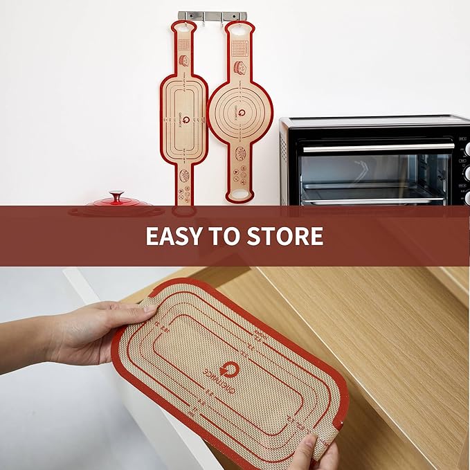 Silicone Sourdough Bread Sling Mat - 2Set Oval Round Dough Baking Slings for Dutch Oven, NonStick High Degree Kitchen Sour Cookie Making Loaf Pan Lifter Liner, Reusable Transfer Mats With Long Handles