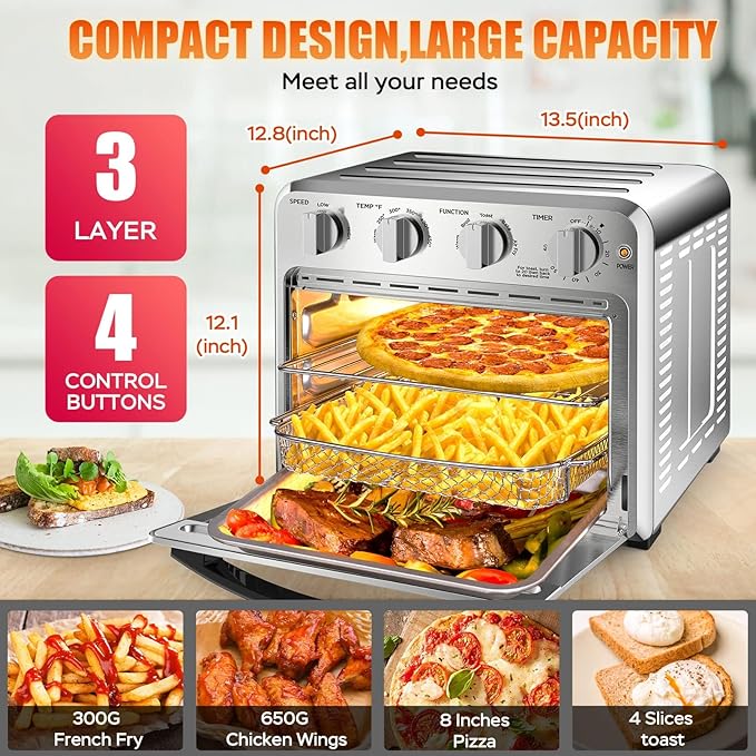 Air Fryer, Geek Chef Convection Air Fryer Toaster Oven, 4 Slice Toaster Airfryer Countertop Oven, Electric Hot Oven Oilless Cooker, Accessories, ETL Listed, 16QT