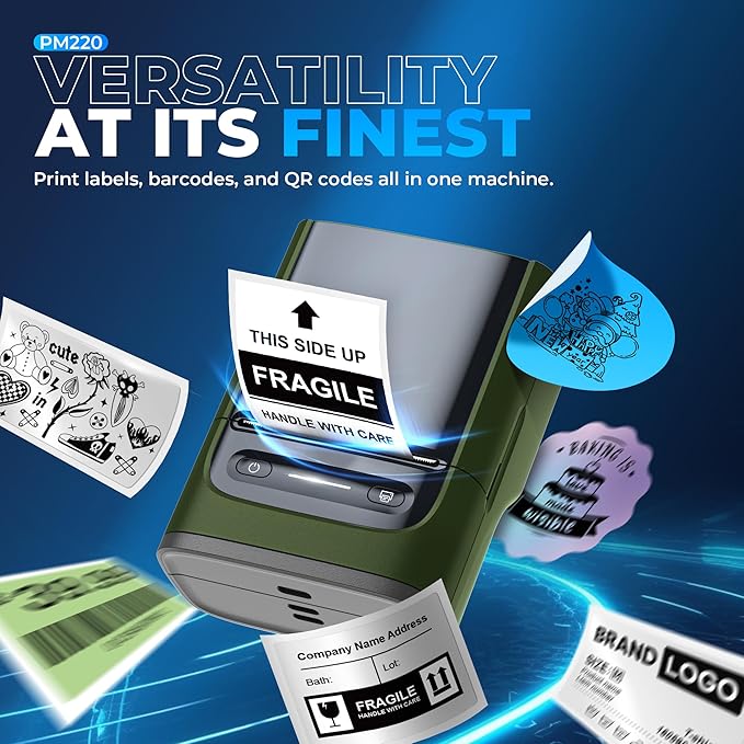 Nelko Label Maker Machine with Tape, PM220 Bluetooth Label Printer, 2 Inch Portable Thermal Printer for Small Business, Address, Logo, Clothing, Sticker Maker for Phones & PC, Deep Green