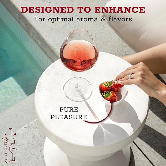 Gusto Nostro Crystal Wine Glasses Set of 4, 22 Oz Long Stem Modern Wine Glasses for White and Red Wine, Dishwasher Safe, Fancy, Elegant, Large and Tall Wine Glass for Wedding Christmas Anniversary