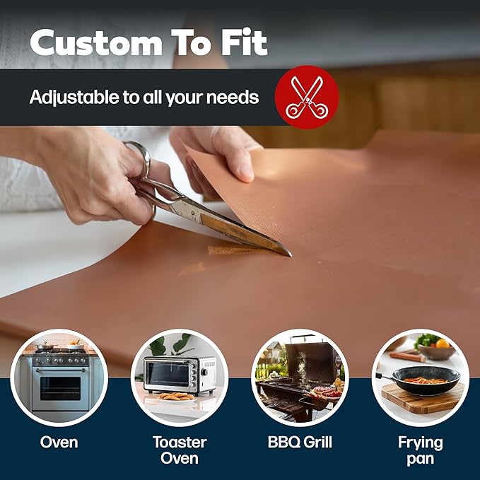 Cooks Innovations Non-Stick Oven Protector Mat - 2 Heavy Duty Nonstick Rack Liners to Protect Convection, Electric, Gas & Microwave Ovens - BPA & PFOA Free Heat Resistant Baking Mat