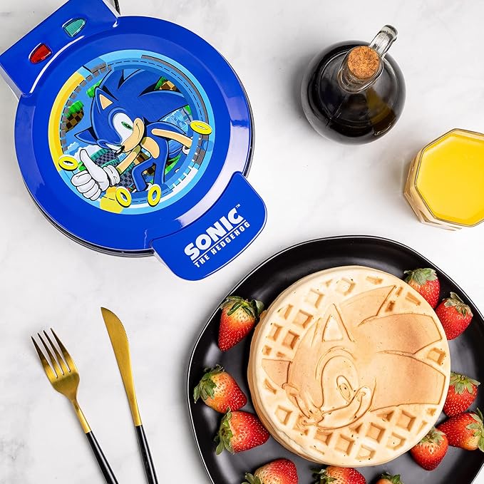 Uncanny Brands Sonic the Hedgehog Waffle Maker - The Speedy Hedgehog on Your Waffles