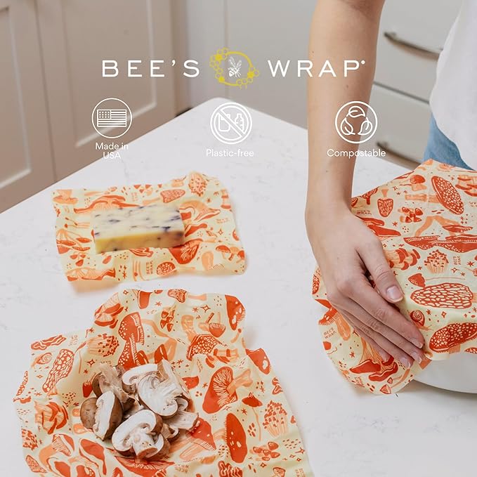 Bee's Wrap Beeswax Wraps for Food - Mushroom Magic Bread Wrap - Made in USA Reusable Bread Storage Bags - Organic & Eco-Friendly Alternative to Aluminum Foil, Sourdough Bags & Plastic Wrap