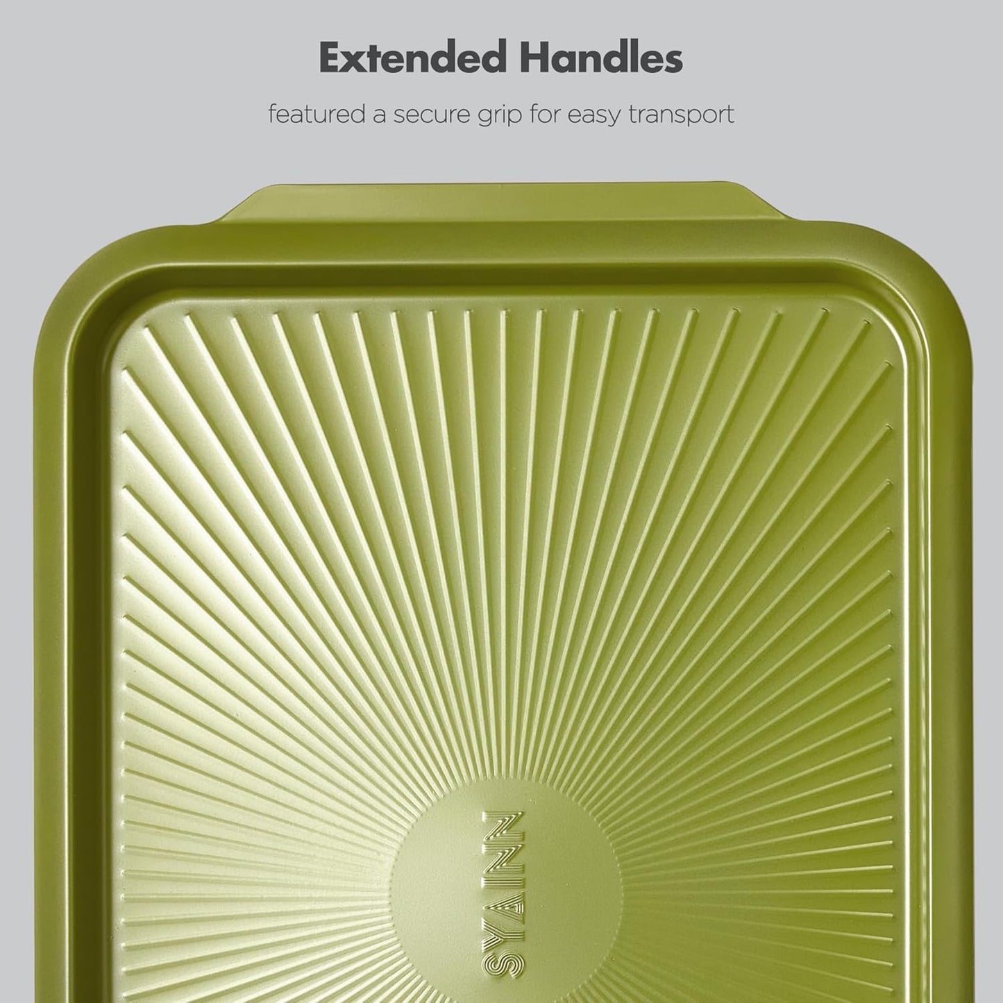 SYAINN Non-stick Ceramic Baking Sheet Set, 3 Pieces- Aluminum Steel Cookie Sheets for Baking-Includes Half/Quarter/Jelly Roll Pans-Warp Resistant, Toxic, PTFE & PFOA Free-Grenoble Green