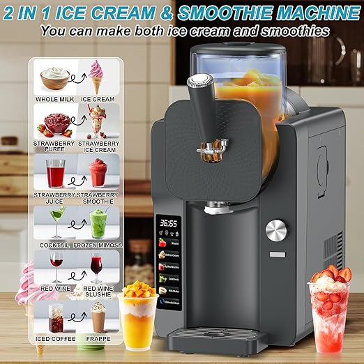 Ice Cream Maker, Slushie Machine for Home, Slushy Machine 70 oz Margarita Machine with 6 Preset Programs for Ice Cream,