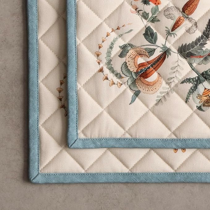 Maison d' Hermine Pot Holders Set 100% Cotton Heat Resistant Potholders 8" x 8" Hot Pads with Loop BBQ, Cooking, Baking, Grilling, Kitchen, Handling Hot Pans (Pack of 2, Dalida)