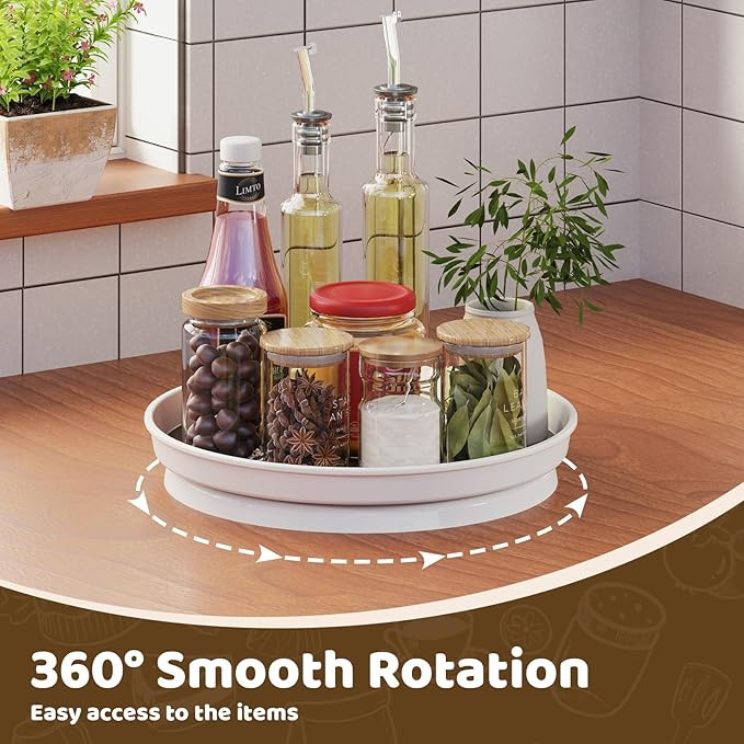 LAMU 1 Pack Lazy Susan Organizer, 10'' Lazy Susan Turntable for Cabinet, Table Top, Pantry, Refrigerator, Kitchen, Rustic Brown