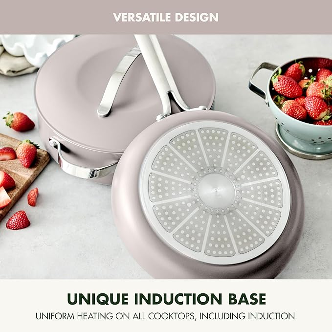 GreenPan Nova 10-Piece Cookware Pots & Pans Set, Oprah’s Favorite Things 2024, PFAS-Free Ceramic Nonstick, Fry, Sauté, Stockpot, Utensils, Lids, Induction Suitable, Dishwasher & Oven Safe, Clay