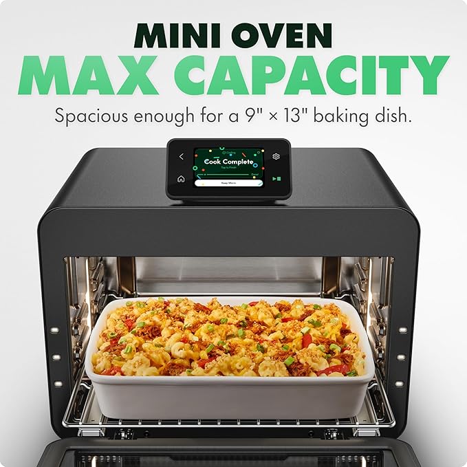 CHEF iQ MiniOven Smart Toaster Oven Air Fryer Combo, 11-in-1 Countertop Convection Oven, Bake, Broil, Air Fry, Broil, Dehydrate, 1750W, 25 Qt Capacity, Fast Cooking with Touchscreen Controls – Black
