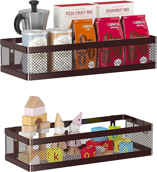 PUSDON Metal Wall Hanging Basket 2 Packs DIY Suitable for Multiple Scenes - Middle Bronze Netting