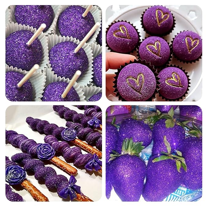 Purple Edible Glitter Spray - 10g Edible Purple Glitter for Cakes Food Grade Metallic Shimmer Powder Cake Sprinkles for Cookie Decorating Chocolate Strawberry