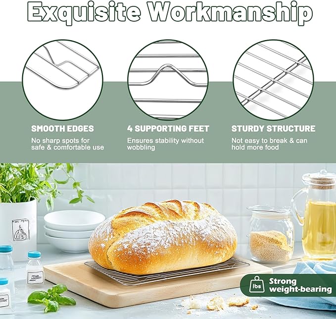 TeamFar Cooling Rack, 15.3” x 11.1” Stainless Steel Wire Baking Rack for Cooking Roasting Grilling, Fit for Oven Pan, Oven & Dishwasher Safe, Non-toxic & Heavy-Duty, 2PCS