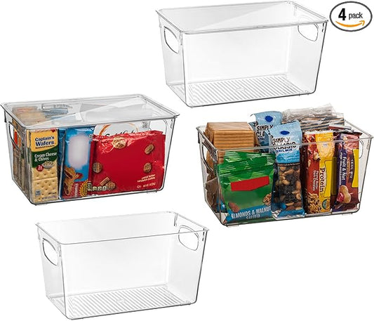 ClearSpace Plastic Pantry Organization and Storage Bins with Lids – Perfect Kitchen Organization or Kitchen Storage – Fridge Organizer, Refrigerator Organizer Bins, Cabinet Organizers