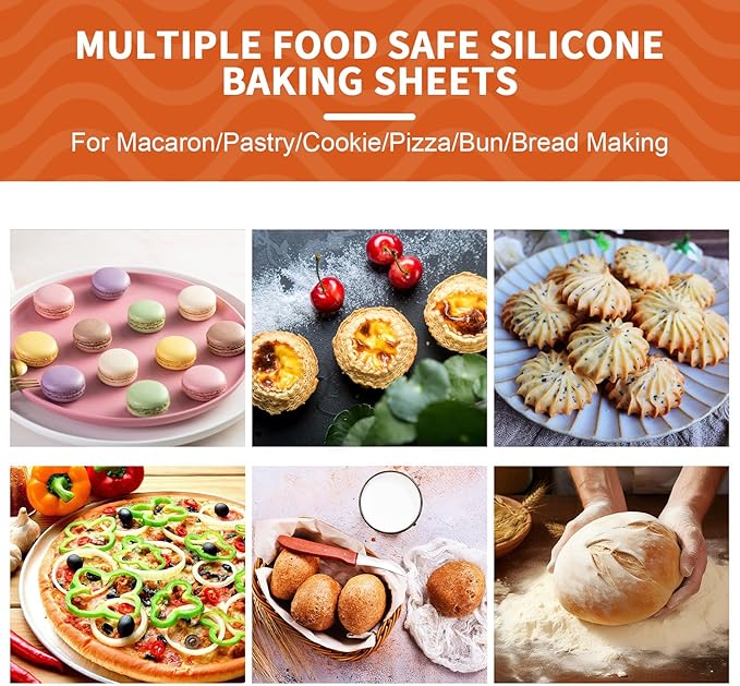 KitchenRaku 3-Pack Silicone Baking Mat, (16.5"x11.6") 2 Half Sheets + 1 Quarter Sheet Reusable Silicone Baking Sheets for Oven, BPA Free Nonstick Bakeware Mats for Cookies, Macarons and Pastry