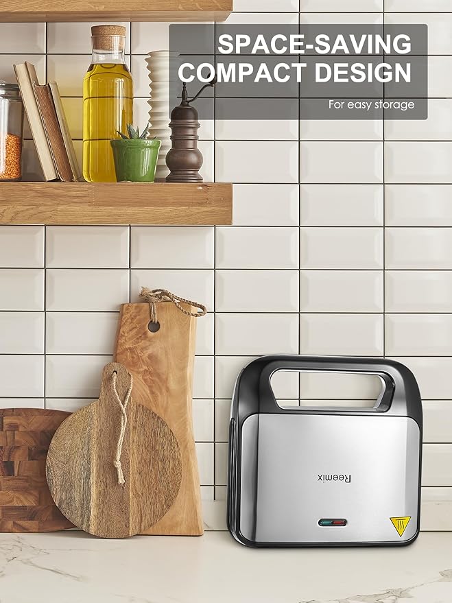 3-in-1 Waffle, Grill & Sandwich Maker, Panini Press Grill and Waffle Iron Set with Removable Non-Stick Plates, Perfect for Cooking Grilled Cheese, Tuna Melts, Burgers, Steaks and Snacks, Black (3 in1 Sandwich Maker With Plastic Handle)