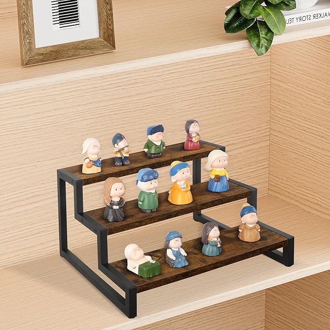 YINMIT Spice Rack Organizer for Countertop, 3 Tier Kitchen Counter Shelf, Wooden Tiered Display Stand Riser Shelf