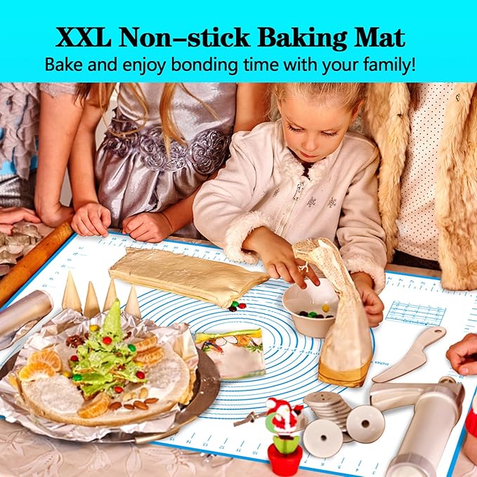 UBeesize Oversize Silicone Baking Mat, 23.6x31.5 Inch Non Stick Pastry Mat with Measurements, XXL Large Nonslip Counter Mat, Fondant/Pie Crust Mat for Making Cookies Macarons Bread Baking Supplies