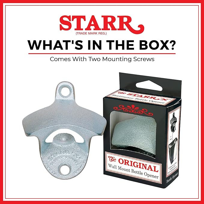 STARR "X" Abre Cerveza Aqui Wall Mounted Bottle Opener – Heavy Duty Metal Bottle Opener for Home Bar, Kitchen, Man Cave, or Patio, Silver