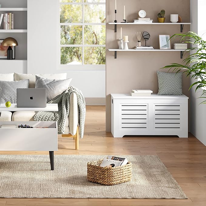 DINZI LVJ Long Wall Shelves, 47.3Inch Wall Mounted Shelves Set of 2, Extra Large Wall Storage Ledges with Sturdy Metal Brackets for Living Room, Bathroom, Bedroom, Kitchen, White