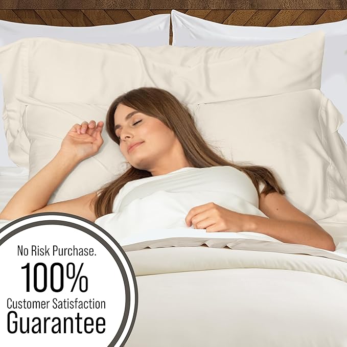 Bella Coterie Luxury Bamboo Viscose King Size Sheet Set | 100% Organically Grown | Ultra Soft | Cooling for Hot Sleepers | 18" Deep Pocket [Ivory]