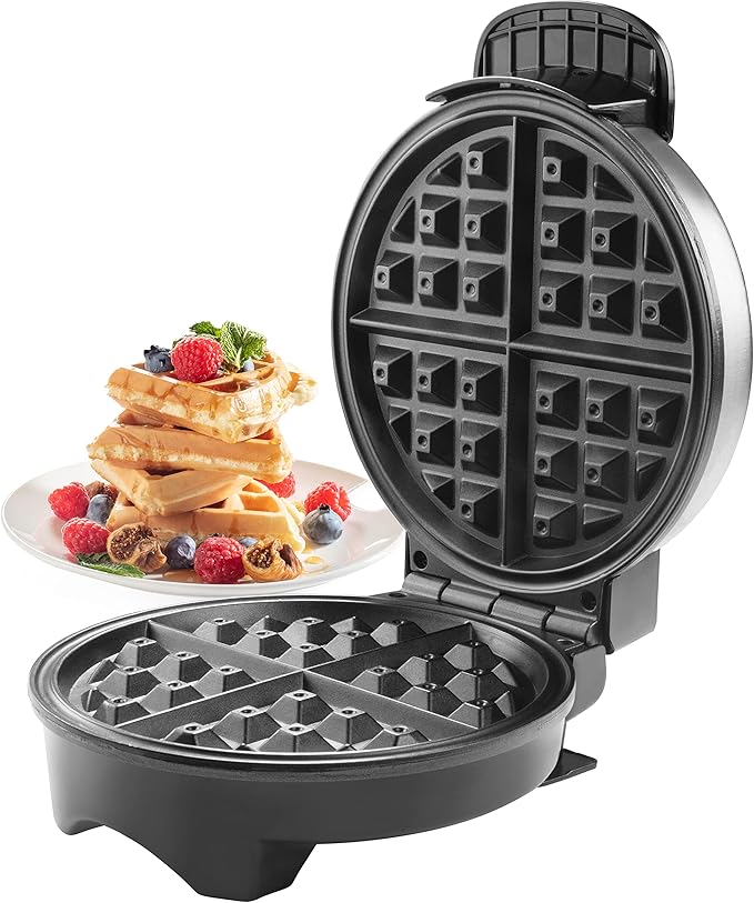 Belgian Waffle Maker- Non-Stick 7" Waffler Iron w Adjustable Browning Control, Electric Baker Makes Thick Fluffy Waffles- Kitchen Essential for Breakfast Morning or Brunch, Housewarming Supplies Gift