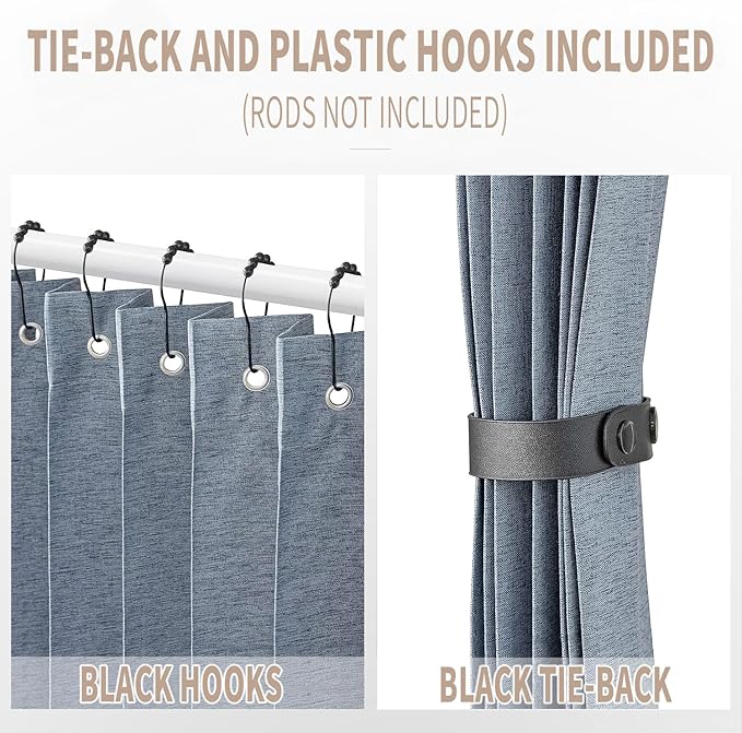 Vatge Accordian Style Door Curtains for Bedroom, and Closet Without Door, Room Divider Curtain for Living Room/Bathroom/Bedroom, 1 Panel with Tieback, W39 x L78, Blue