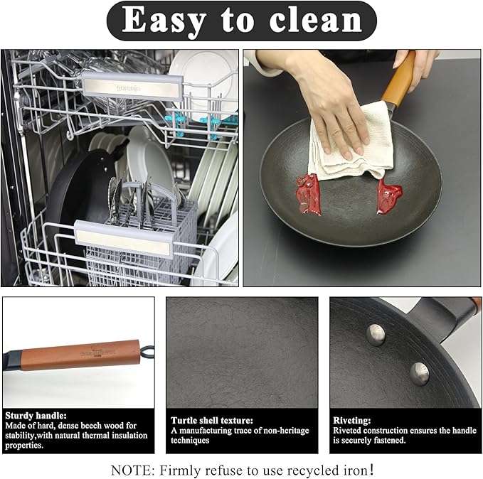 9 inch Omelette Pan, Uncoated ICH Clay Mold Cast Iron Egg Frying Pan with Wood Handle, Preseasoned Lightweight Healthy Small Skillet for All Stoves