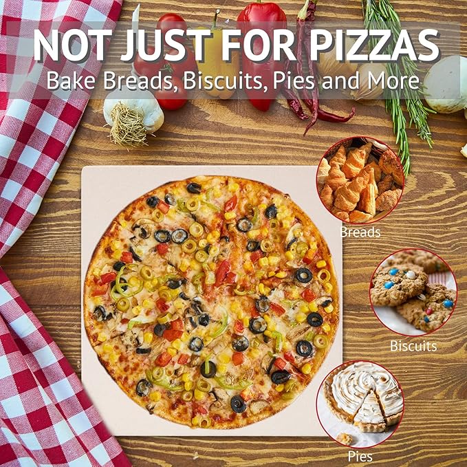 10”x10.4”x0.5” Pizza Stone for Toaster Oven | Rectangular Cordierite Grilling Stone Bread Baking Stone for Grill, Oven