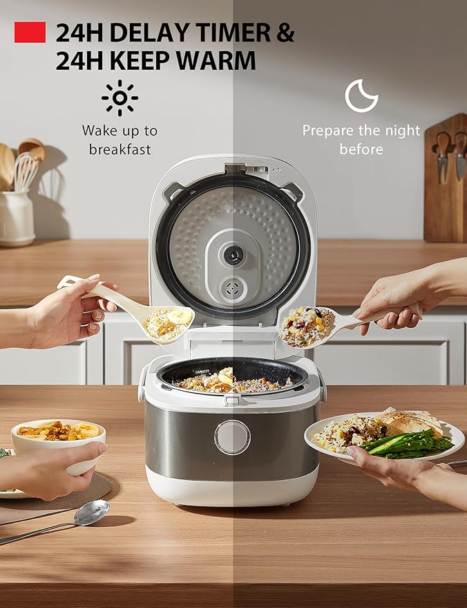 TOSHIBA Induction Heating Rice Cooker - Low Carb, Low Sugar, Digital Steamer, 5.5 Cups (Uncooked), 8 Cooking Functions, 24H Timer & Auto Keep Warm, Silvery white