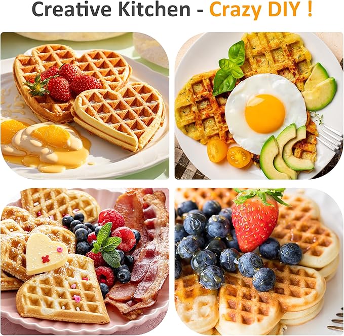 Sunvivi Heart Waffle Maker: 5 Heart Shaped Waffle Iron with Adjustable Temperature Control, Nonstick Waffle Machine with Indicator Light, Easy to Clean,The best gifts Her, Kids and Families