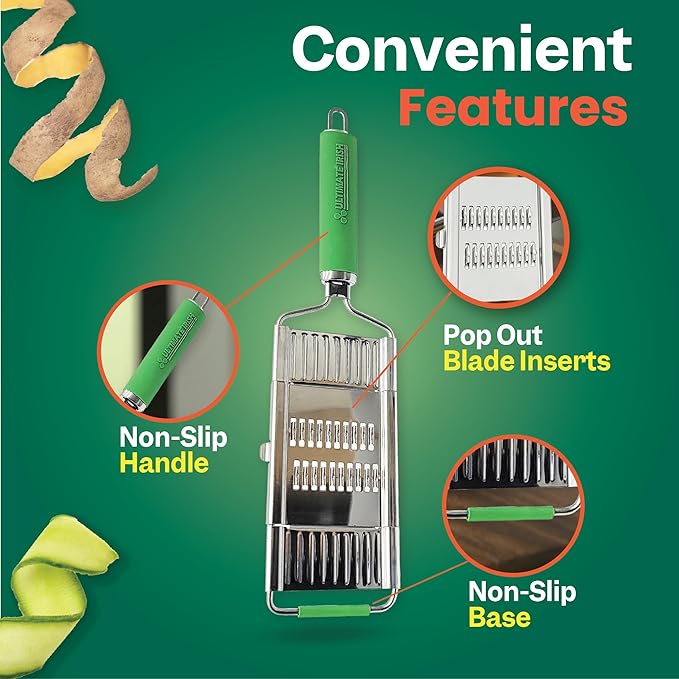Slicer – Amazing Veggie Slicer for Effortless Kitchen Prep Made Simple! – Use it as a Food Shredder, & Grater - Multifunctional with Non-Slip Handle & Base