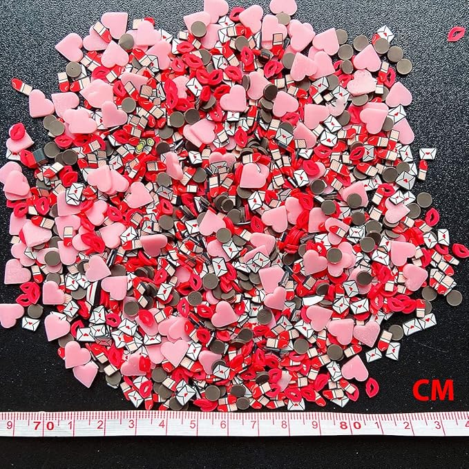 EHOPE Fake Sprinkles Clay Sprinkles Polymer Clay Slices for Nail Art DIY Crafts Cake Phone Case (40G-Letter+Lips-45)