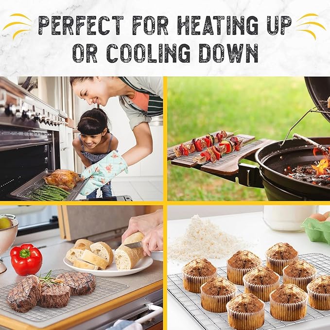 Checkered Chef Cooling Rack for Cooking and Baking - 17" x 12" Stainless Steel, Oven Safe Grid Wire Cookie Cooling Racks