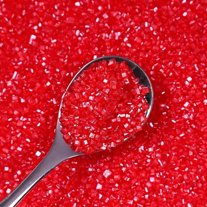 Red Sanding Sugar for Baking Edible Sparkling Sugar Sprinkles Coarse Sugar Crystals for Valentine Cake Decoration Cookie Cupcake Topper Ice Cream Topping Supplies 150g/5.3oz