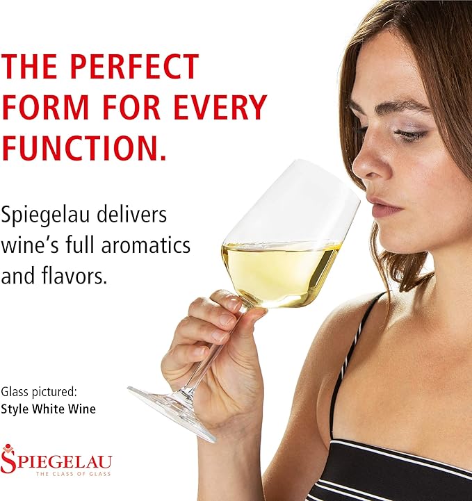 Spiegelau Style White Wine Glasses Set of 4 - European-Made Crystal, Classic Stemmed, Dishwasher Safe, Professional Quality White Wine Glass Gift Set - 15.5 oz