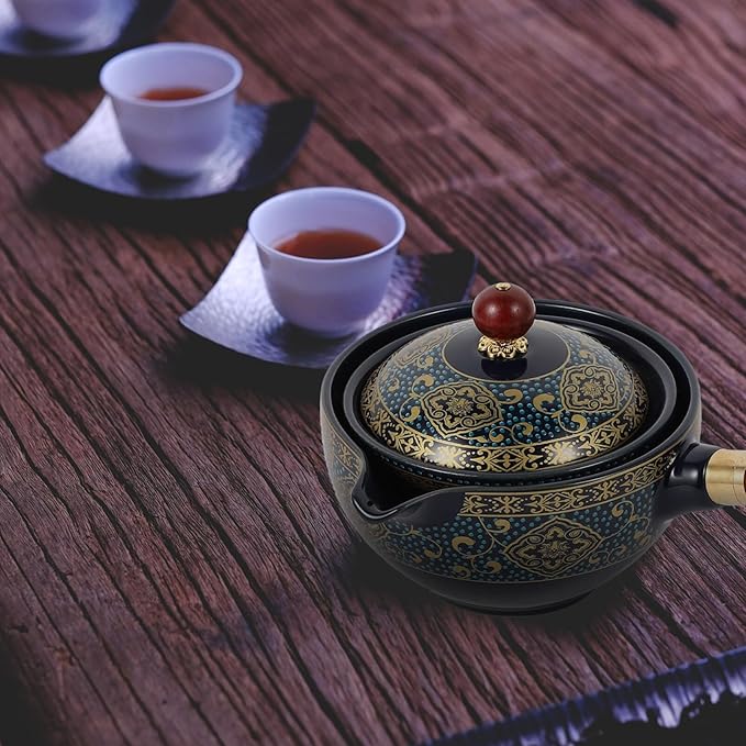 Chinese Ceramic Teapot Classical Porcelain Chinese Gongfu Tea Set 360 Rotation Ceramic Teapot with Tea Strainer for Loose Leaf Tea